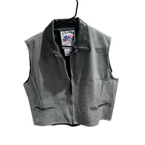 Schaefer Outfitter Wool Vest Men’s XL Leather Collar Made USA Yellowstone Style
